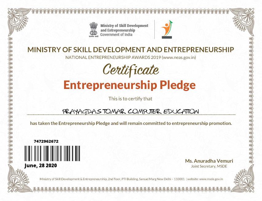 Entrepreneur Certifications